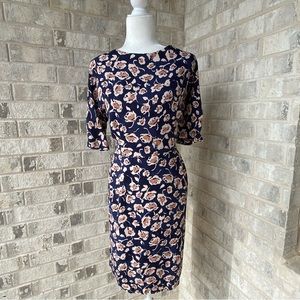 Boden Crepe Navy Floral Sheath Dress